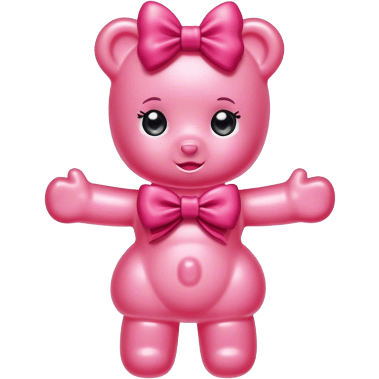 pink girl gummy bear with bow emoji