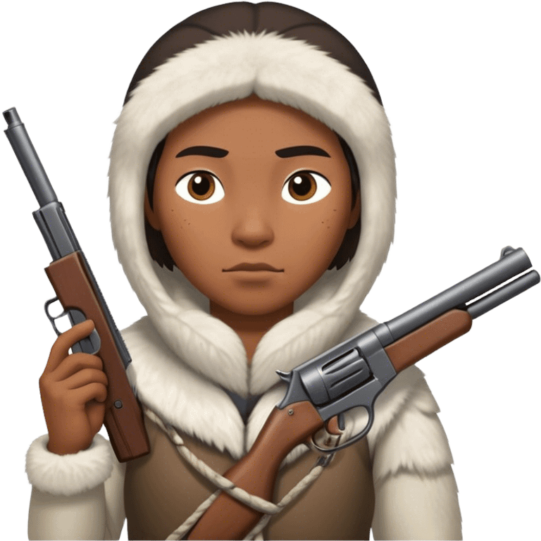 Inuit with a gun emoji