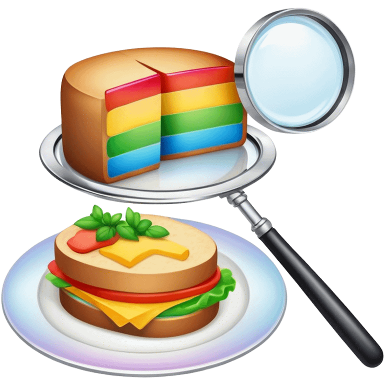 a rainbow meal and magnifier emoji