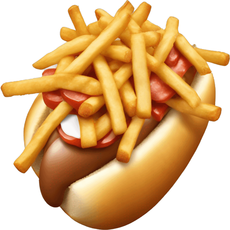 Poutine qui mange un hot dog emoji