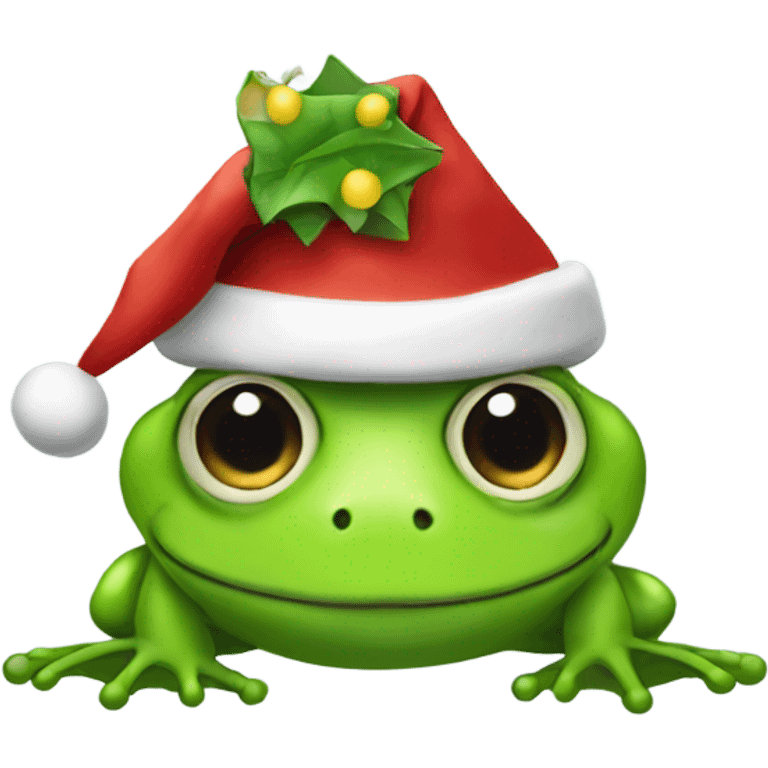 Frog in a Santa hat emoji