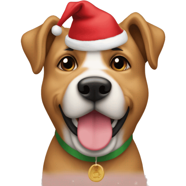 Perro con gorro de navidad  emoji