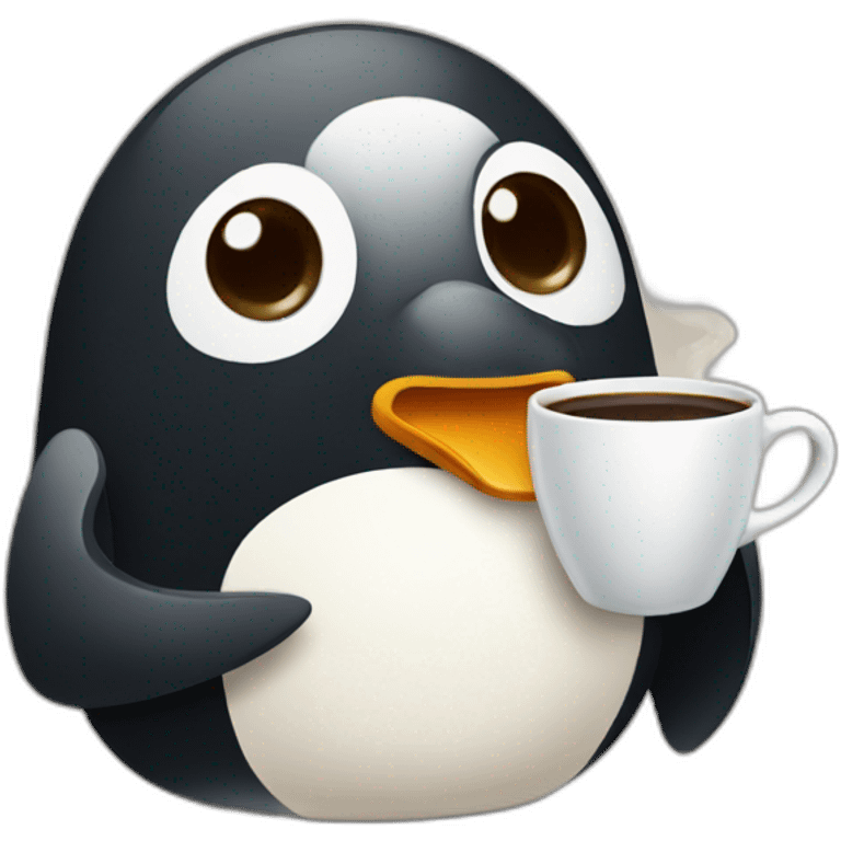 Penguin drinking coffee emoji