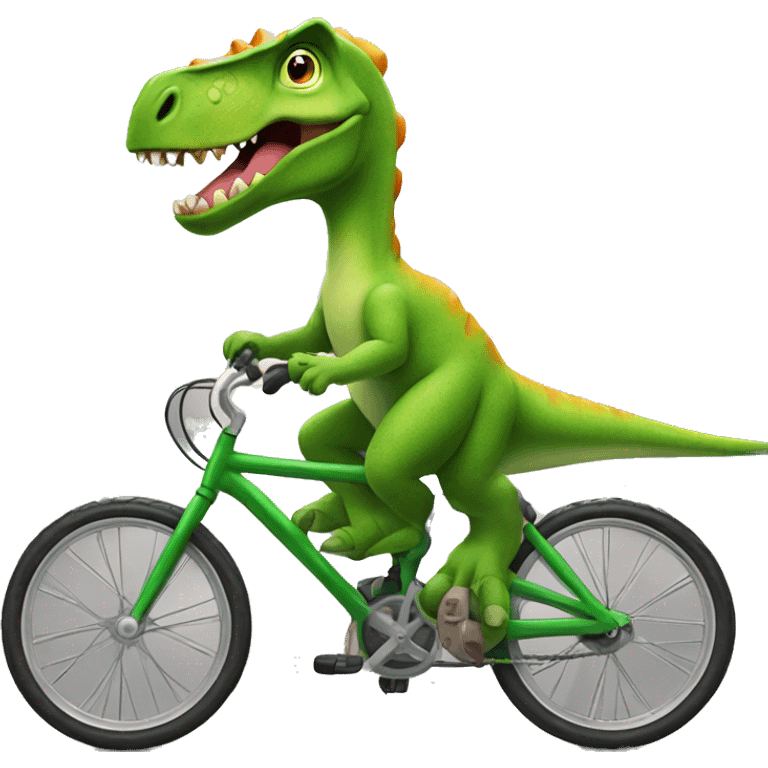 Dinosaur riding a bike emoji