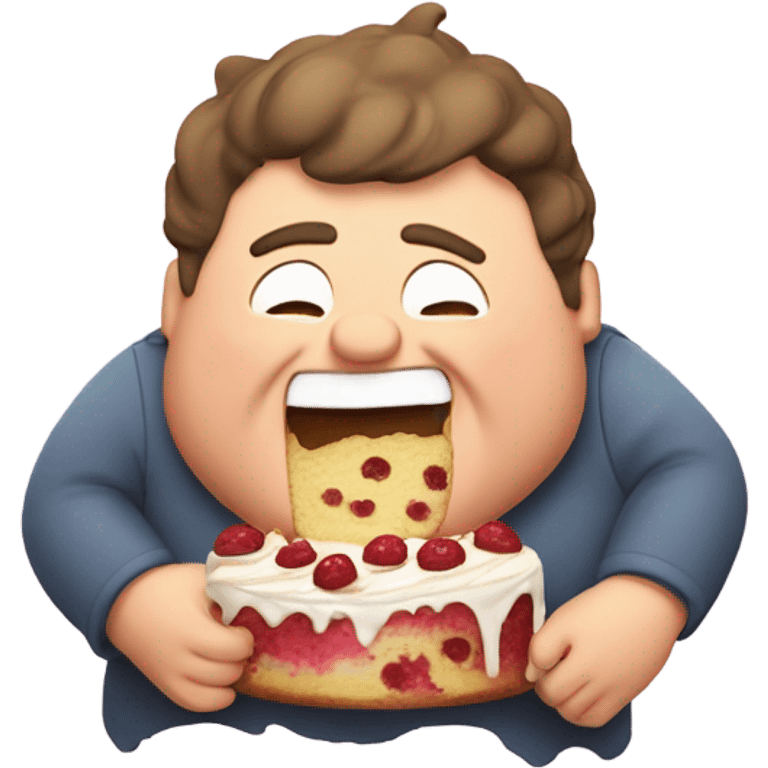 Chubby guy eating a lot of cake emoji