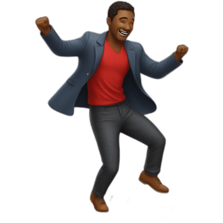 Man dancing in a red puddle emoji