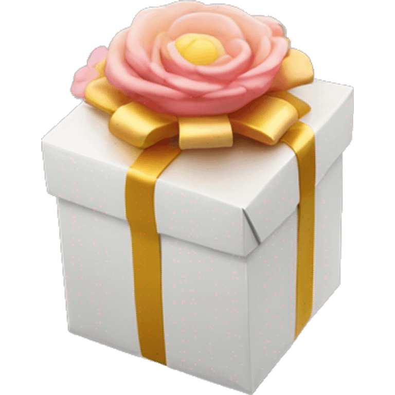 Gift with light packaging and flowers  emoji