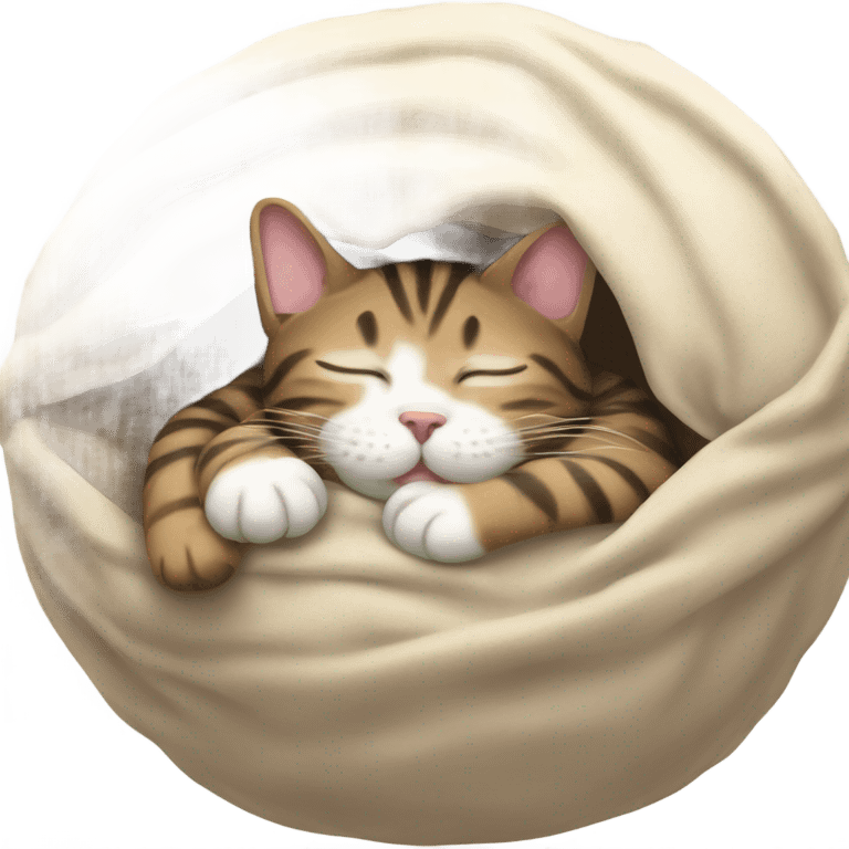 Tabby cat asleep curled in a ball emoji