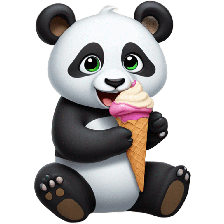 Panda eating ice cream emoji