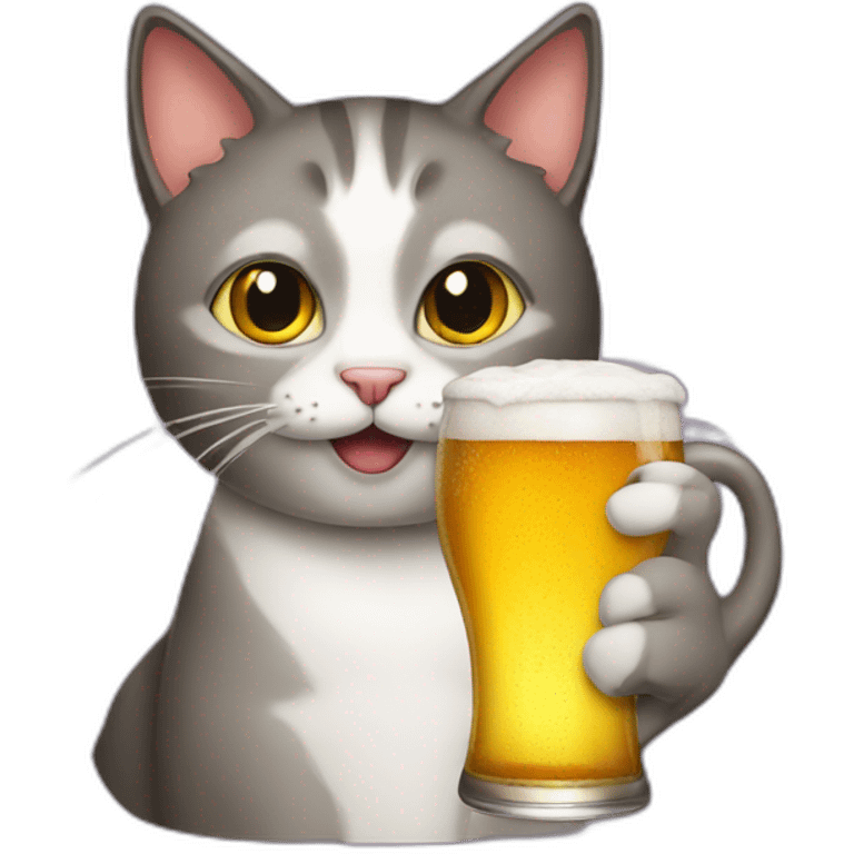 Cat holds a beer emoji