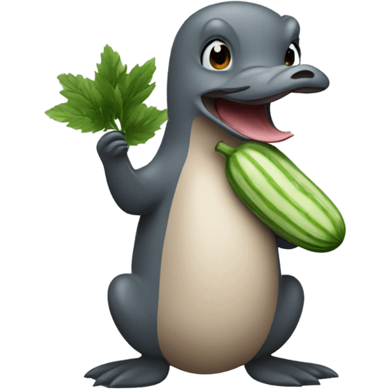 Platypus eating cucumber emoji