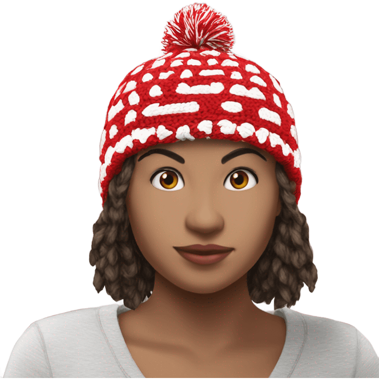 red and white crochet beanie emoji