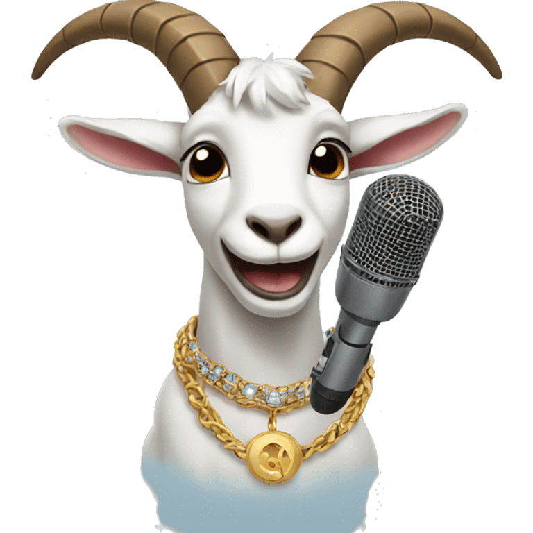 goat with a necklace singing with a microphone  emoji