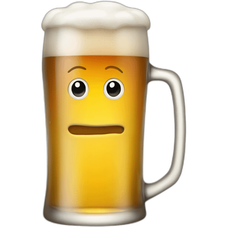 Glass beer with face emoji