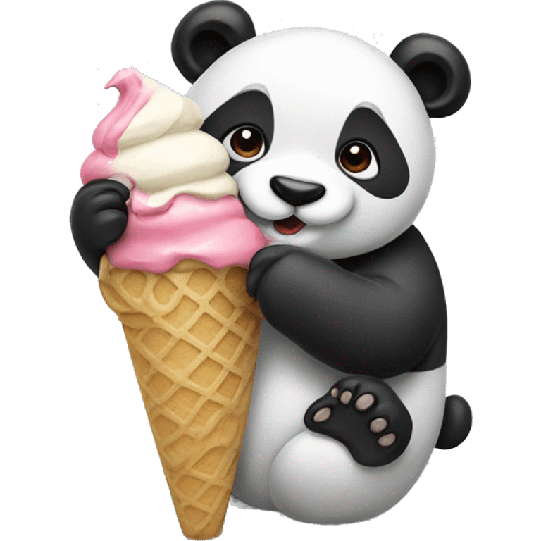 Panda eating ice cream emoji