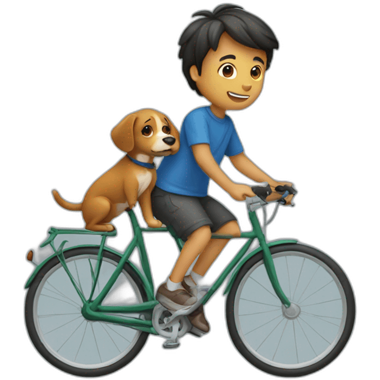 Boy in bicycle with his dog emoji