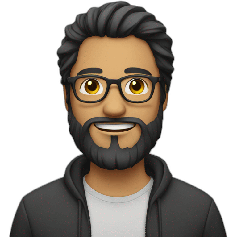 guy with black long hair a beard and glasses emoji