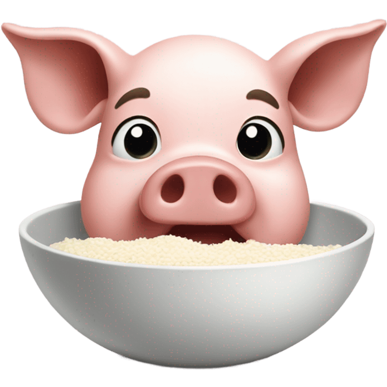 Pig eating white rice bowl emoji