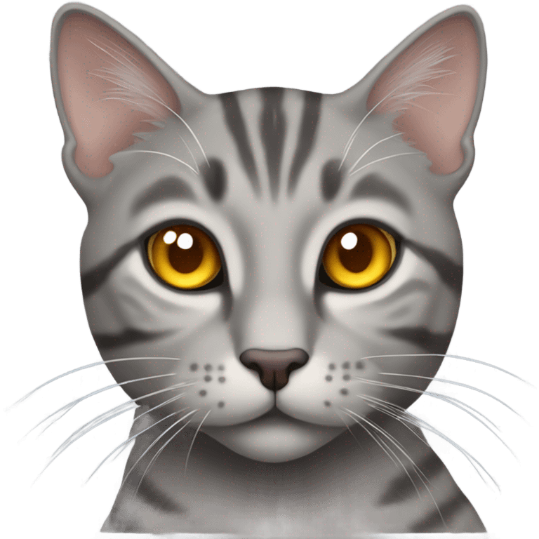 Grey tabby cat with amber coloured eyes emoji