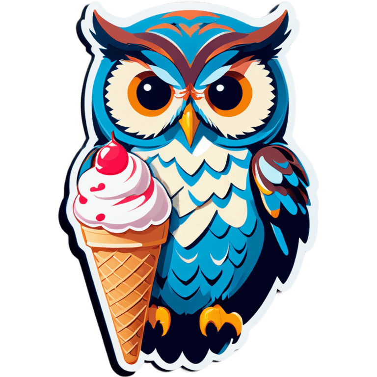 Owl with ice cream emoji