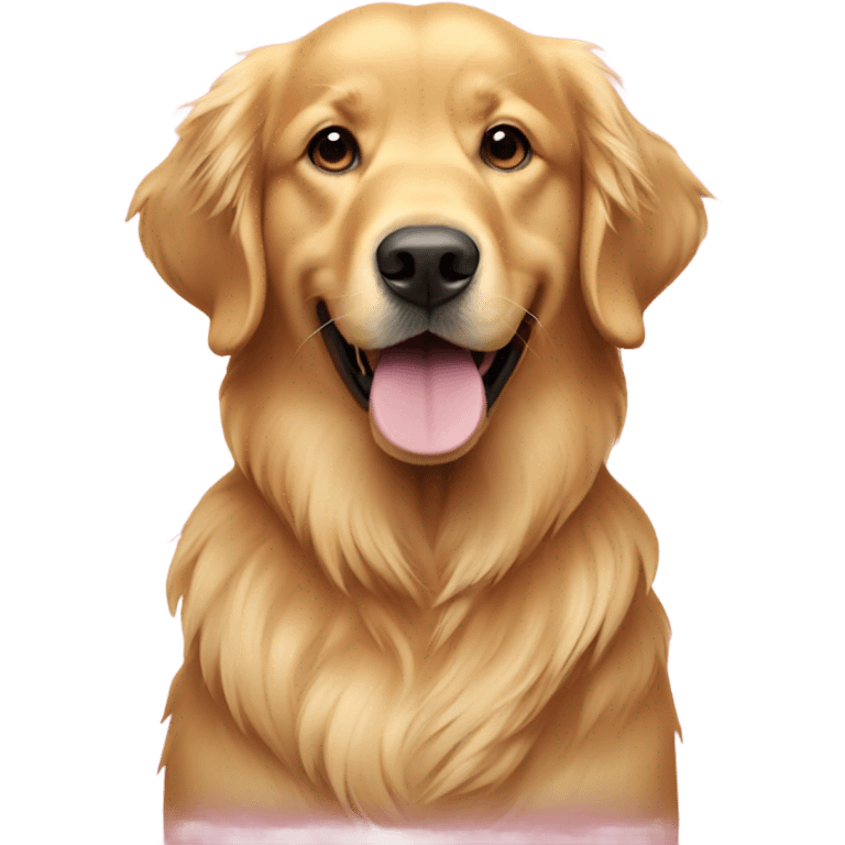 Golden retriever with a pink  emoji