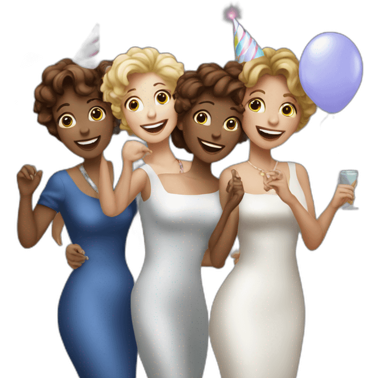 4 White ladies celebrating a birthday emoji