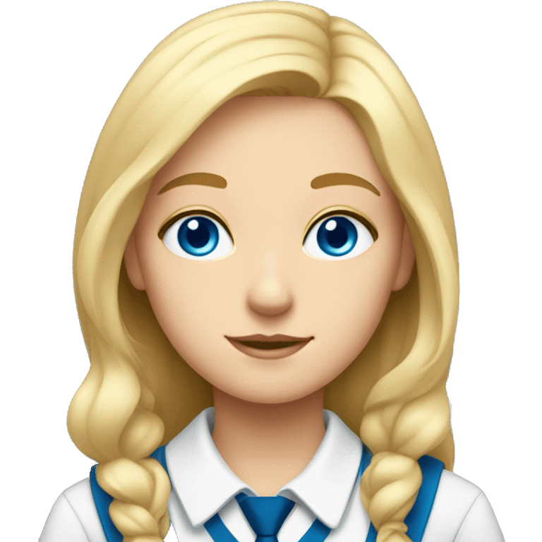 blonde girl with blue eyes in school uniform emoji