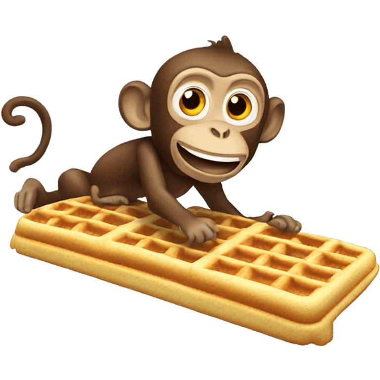 Monkey surfing a waffle emoji