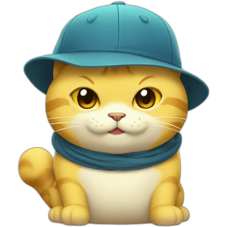 Yellow cat with cap of snorlax emoji