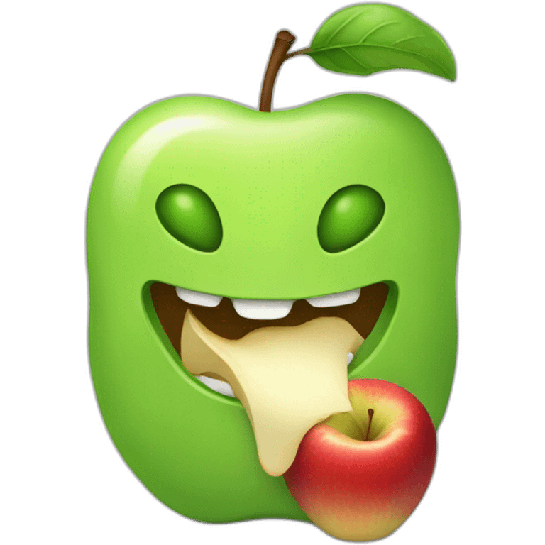 android eats apple emoji