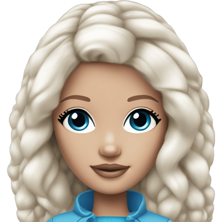 white girl black hair barbie with blue eyes  emoji