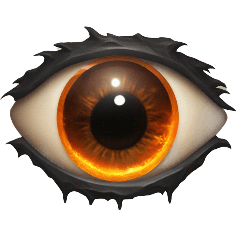 Eye of Sauron with glowing orange iris, set in a dark tower of Mordor emoji