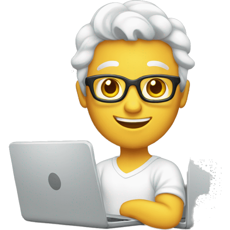 Chico blanco con laptop emoji