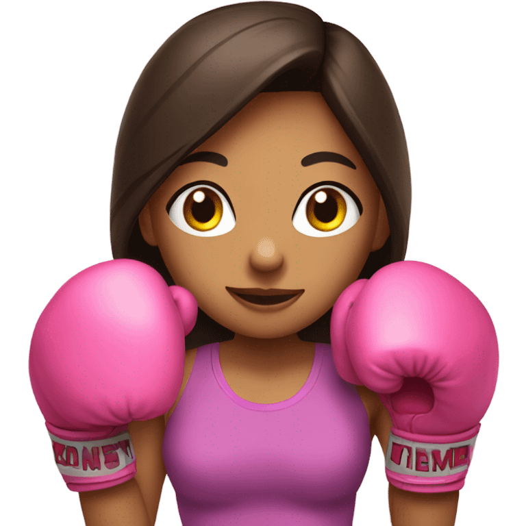 Brunette white girl wearing pink boxing gloves emoji