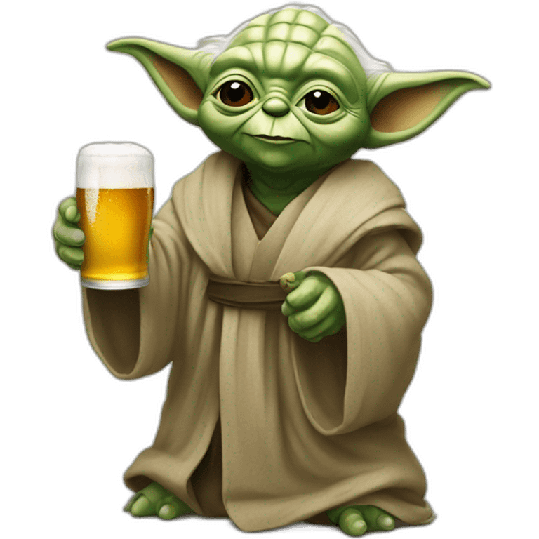 Yoda qui tient une bière emoji