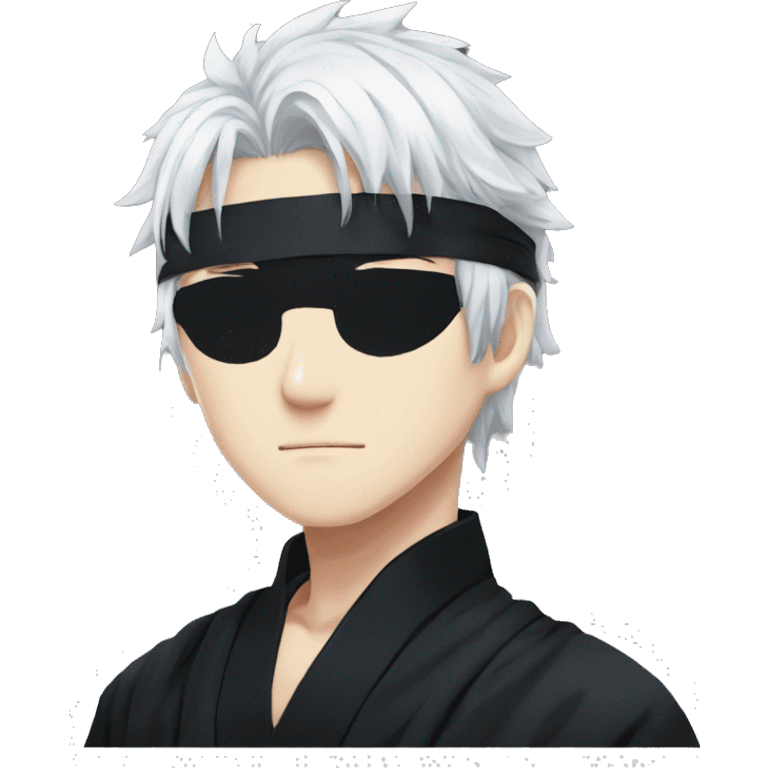 gojo satoru with white hair and black blindfold in jujutsu kaisen emoji