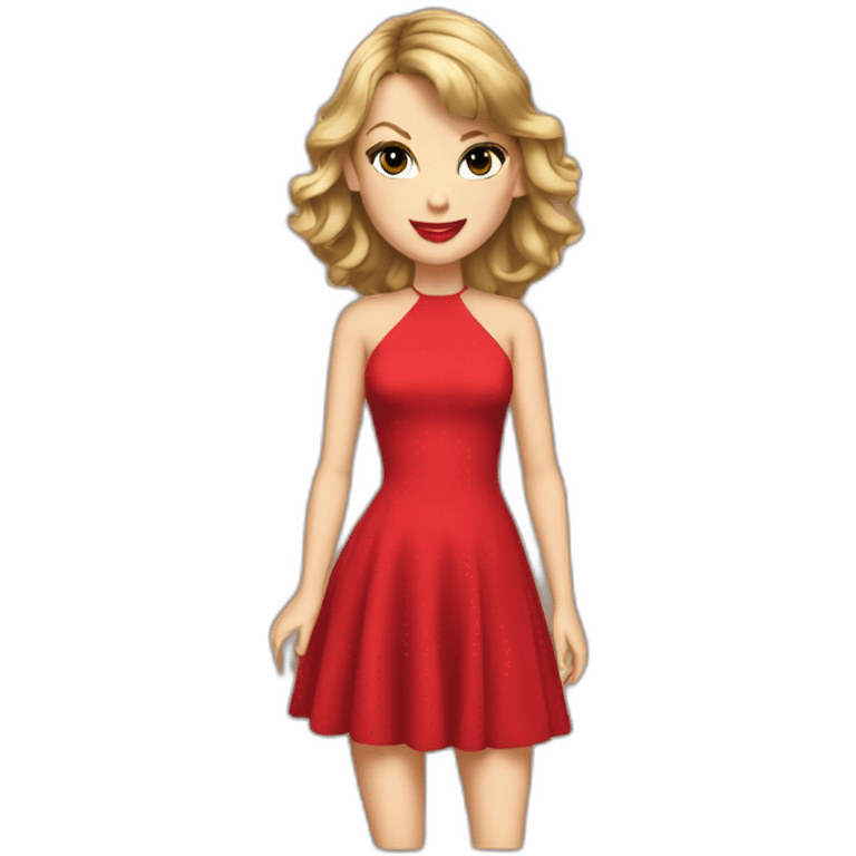 Taylor swift in red dress and song emoji