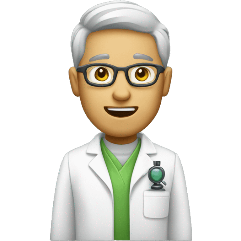 design an emoji for a biologist. It should be visually distinct from a general scientist emoji. Consider including elements like a lab coat with green accents, a microscope, or a plant. The expression should be neutral or friendly. emoji