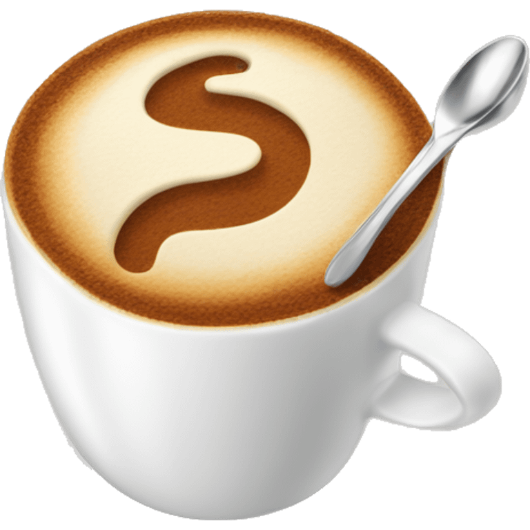 A cup of coffee with foam and a spoon emoji