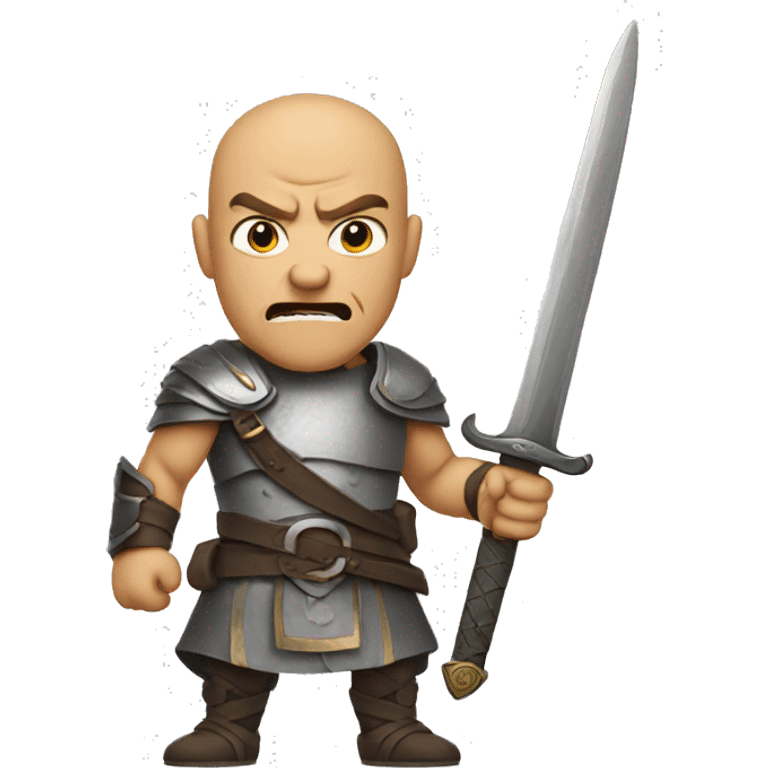 Angry Man with Sword without hair emoji