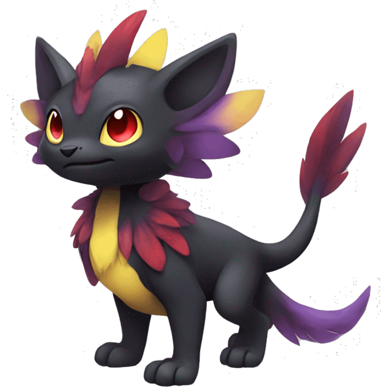 Cute cool dark black red purple yellow animal hybrid Fakemon full body emoji