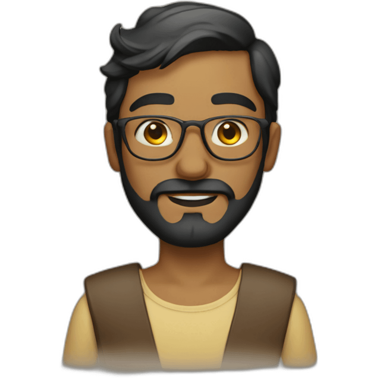 handsome man with golden glasses and black beard, indian skin tone emoji