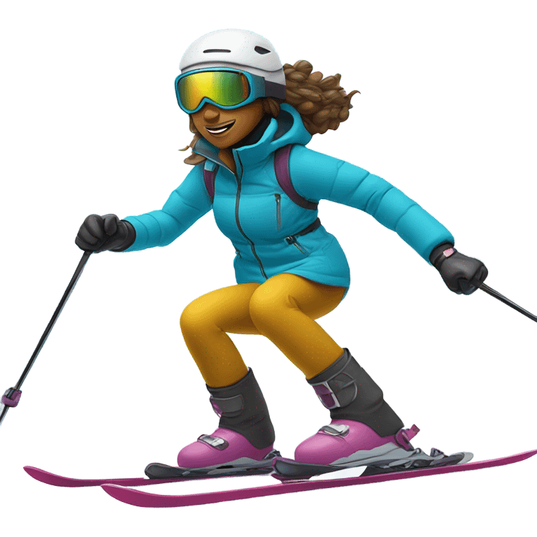 girl skiing in the mountains  emoji