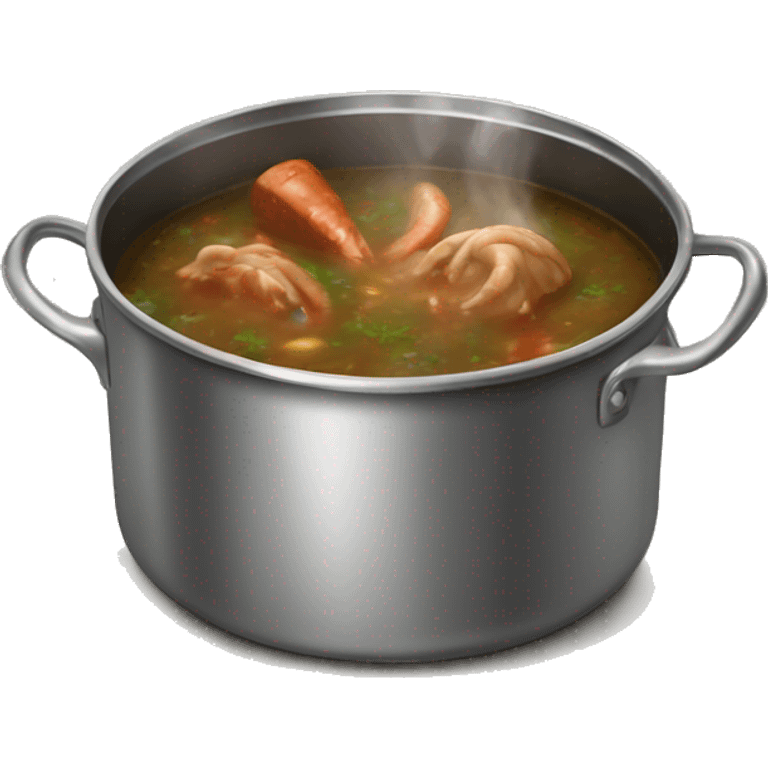 Realistic single pot of Gumbo cooking with steam emoji