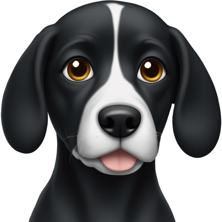 Dog that is black with a white nose and floppy ears emoji