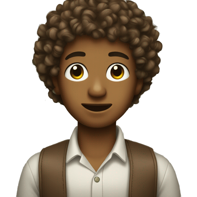 brown boy with curly hair with dollar notes emoji