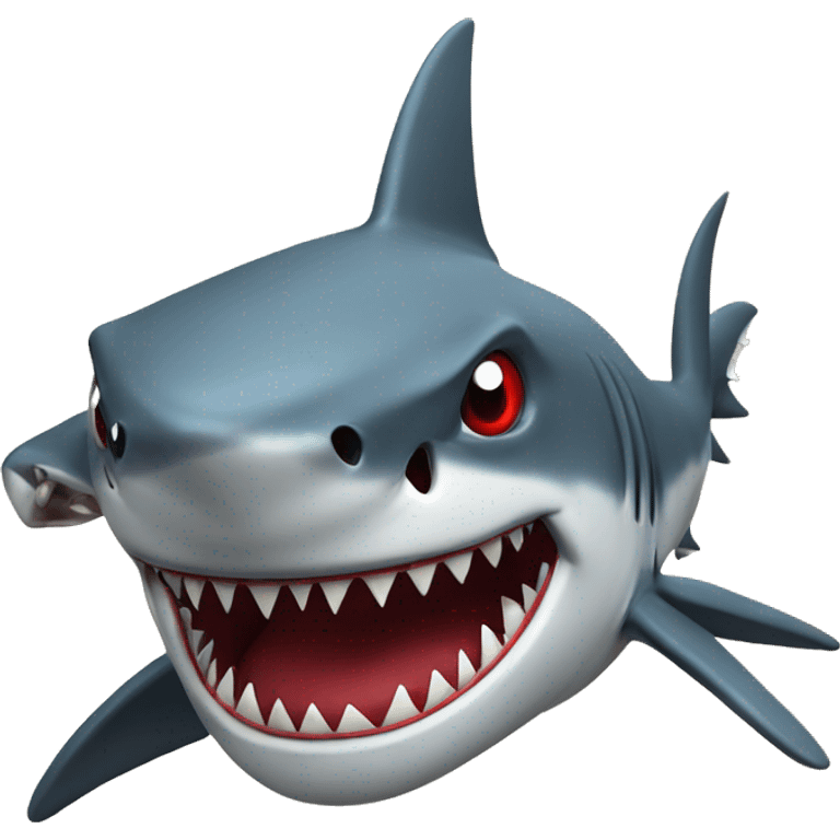 Red brutal badass shark emoji