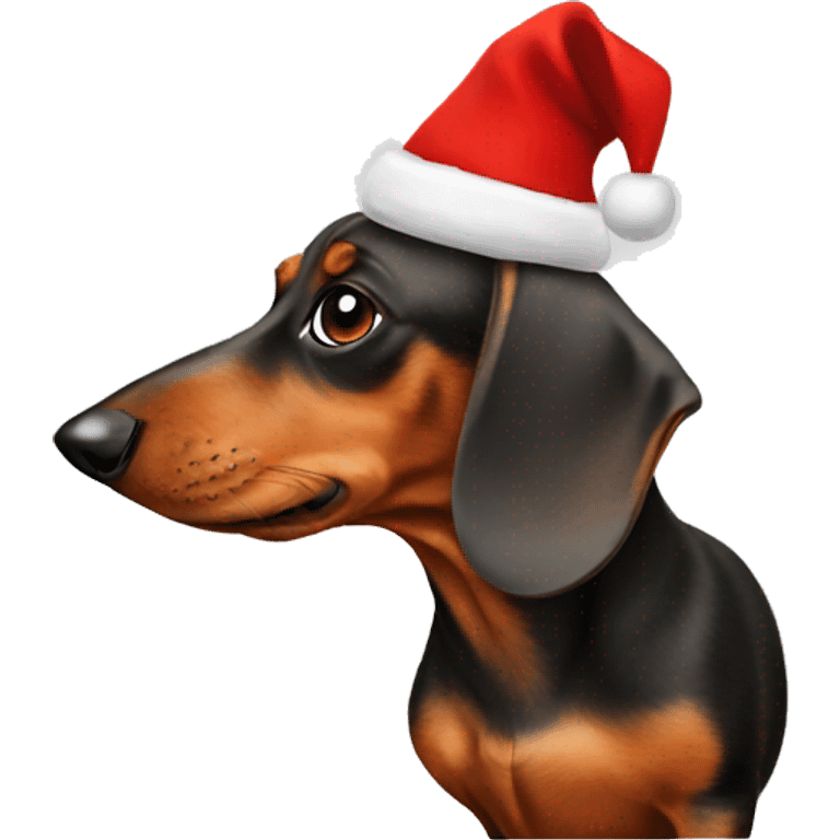 dachshund with santa hat emoji