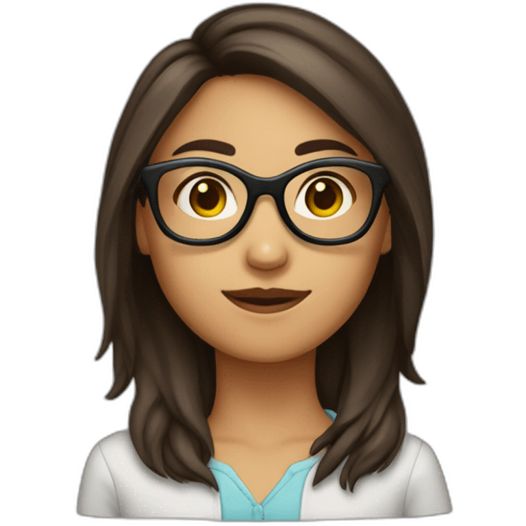 Fille brune a lunette emoji