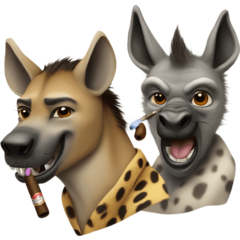 Hyena and donkey smoking cigars emoji